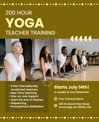 Calming Earthy 200 Hour Yoga Teacher Training Poster Template