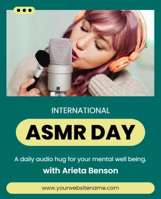 Calming Green ASMR Day Audio Experience Poster Template