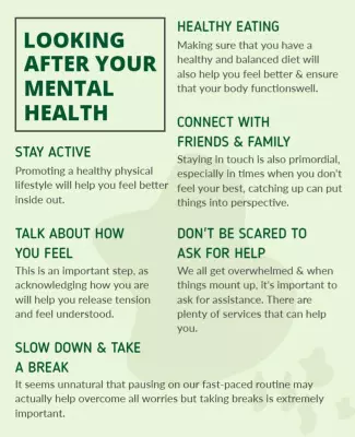 Calming Green Mental Health Wellness Tips Poster Template