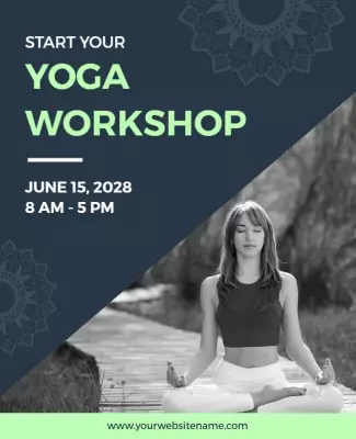 Calming Green Yoga Workshop Meditation Poster Template