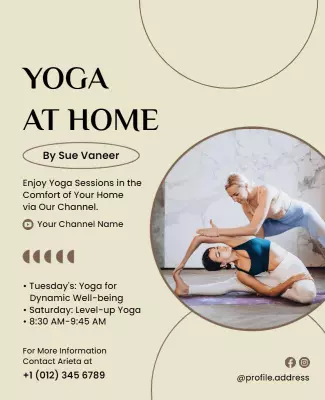 Calming Minimalist Yoga at Home Wellness Poster Template