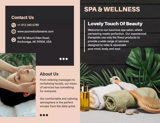 Calming Natural Spa and Wellness Services Brochure Template