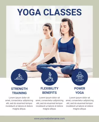 Calming Neutral Yoga Classes Strength Flexibility Power Poster Template