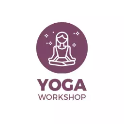 Calming Purple Yoga Workshop Promoting Mindfulness Practices Logo Template