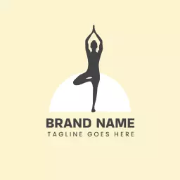 Calming Yellow Background with Yoga Pose Silhouette Logo Template