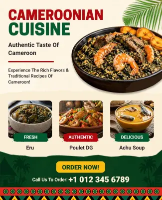 Cameroonian Cuisine Restaurant Promotion Flyer Template