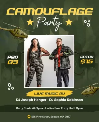 Camouflage Themed Party Flyer Template