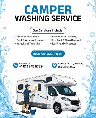 Camper Washing Service Promotional Poster Template
