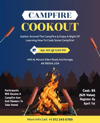 Campfire Cookout Event Flyer Template