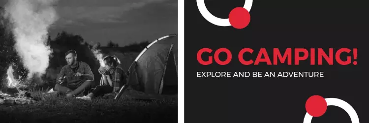 Camping Adventure Theme with Bold Red Accents Twitter Banner Template