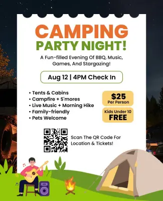 Camping Party Night Event Flyer Template