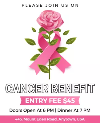 Pink Floral Cancer Benefit Fundraising Event Flyer Template