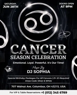 Cancer Season Celebration Party Flyer Template