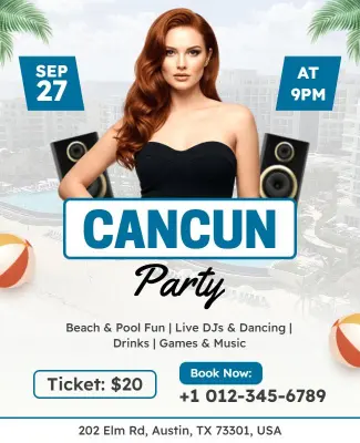 Cancun Beach Party Event Flyer Template