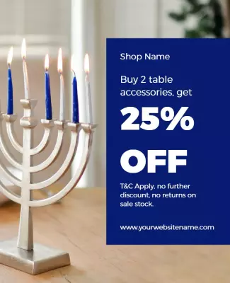 Candlelit Blue Festive Table Accessories Offer Poster Template