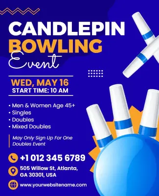 Candlepin Bowling Event Promotional Poster Template
