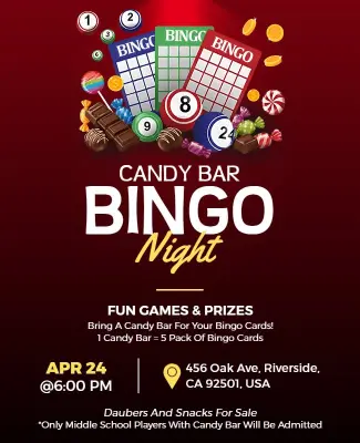Candy Bar Bingo Night Event Flyer Template