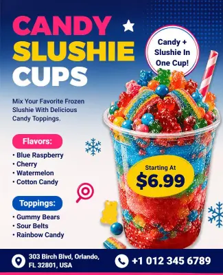 Candy Slushie Cups Promotion Flyer Template