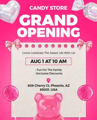 Candy Store Grand Opening Event Poster Template