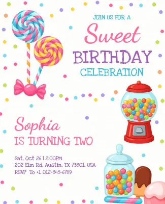 Candy Themed Birthday Celebration Flyer Template