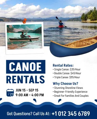 Canoe Rentals Outdoor Adventure Flyer Template