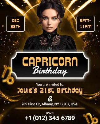 Capricorn 21st Birthday Invitation Flyer Template
