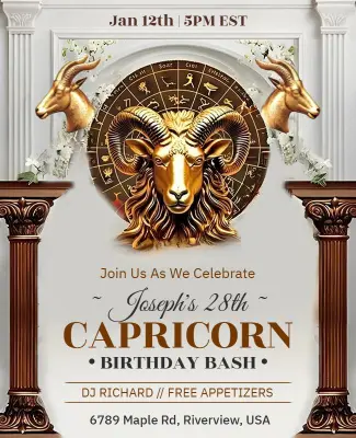 Capricorn Birthday Bash Celebration Flyer Template