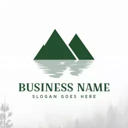 Captivating Green Mountain Reflection Over Still Water Logo Template