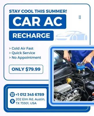 Car Ac Recharge Service Promotional Flyer Template