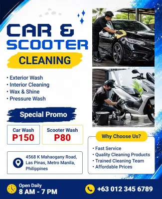 Car and Scooter Cleaning Service Flyer Template