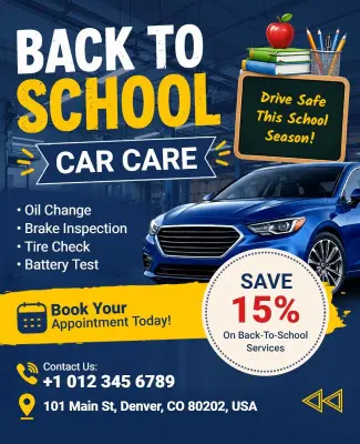 Car Care Services for Back to School Flyer Template