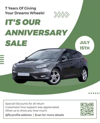 Car Dealership Anniversary Sale Flyer Template