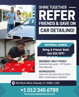 Car Detailing Referral Bonus Flyer Template