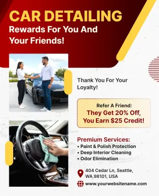 Car Detailing Referral Rewards Flyer Template