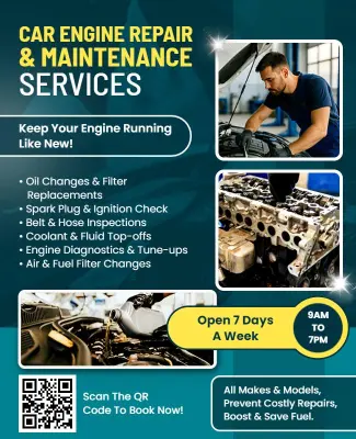 Car Engine Repair and Maintenance Services Flyer Template