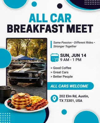 Car Enthusiasts Breakfast Meet Flyer Template