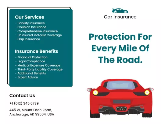 Car Insurance Protection and Coverage Services Brochure Template