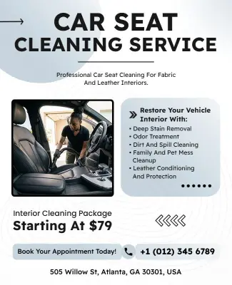 Car Seat Cleaning Service Promotion Flyer Template