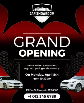 Car Showroom Grand Opening Event Flyer Template
