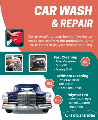 Car Wash and Repair Service Flyer Template
