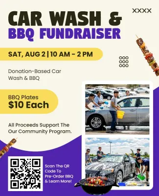 Car Wash BBQ Fundraiser Community Support Flyer Template