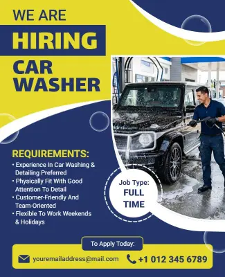 Car Wash Job Hiring Announcement Poster Template