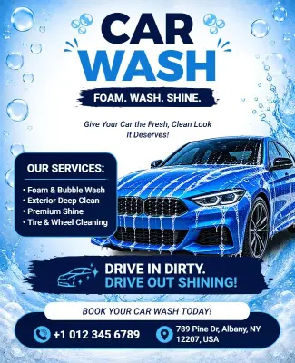 Car Wash Service Promotional Flyer Template