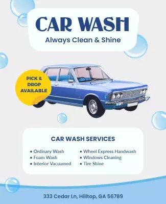 Car Wash Services Promotion Flyer Template