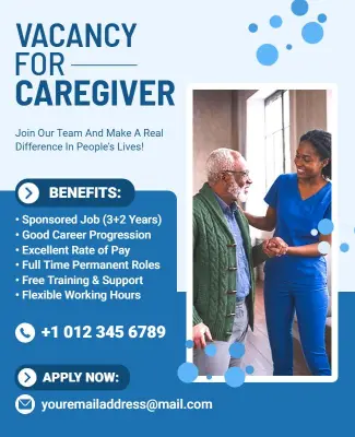 Caregiver Job Vacancy Recruitment Flyer Template