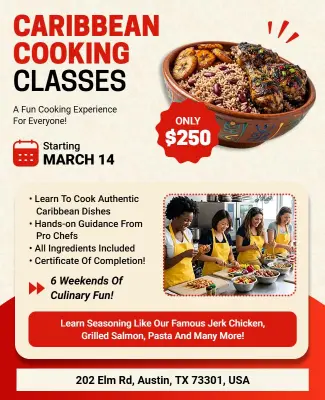 Caribbean Cooking Classes Promotional Flyer Template