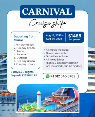 Caribbean Cruise Ship Vacation Flyer Template