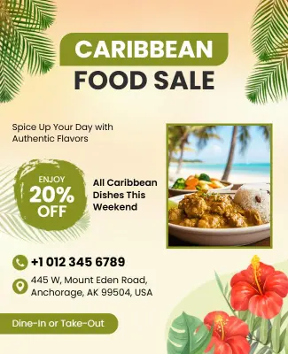 Caribbean Food Sale Weekend Event Flyer Template