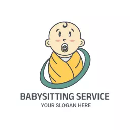 Caring Baby Wrapped in a Soft Blanket for Babysitting Logo Template