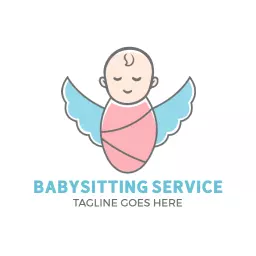 Caring Baby Wrapped in Soft Pink and Blue for Babysitting Logo Template